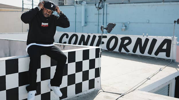 The complementary logos of both brands are neatly interwoven in the new nine-piece collection, fronted by a lookbook starring BJ the Chicago Kid.