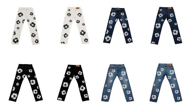 The latest drop features five different colorways of the popular Cotton Wreath jean design. Last month, Denim Tears and Levi's announced a two-year partnership.
