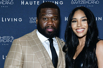 Curtis "50 Cent" Jackson and jamira Haines attend the Haute Living Celebration