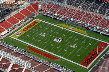 An aerial view of Raymond James Stadium ahead of Super Bowl LV