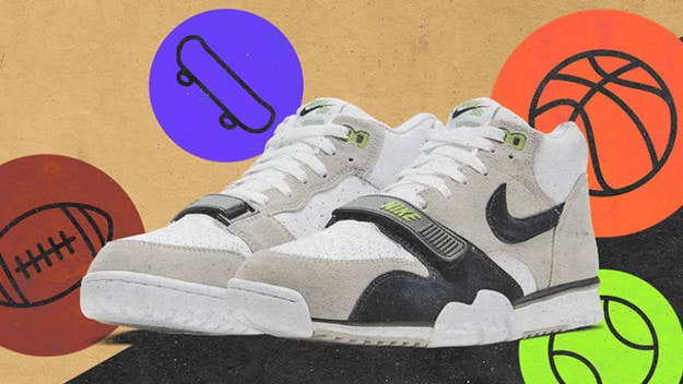 From its 1987 release to the 2020 "Chlorophyll Green" SB remake, here’s the history of Tinker Hatfield's Nike Air Trainer 1 sneaker.