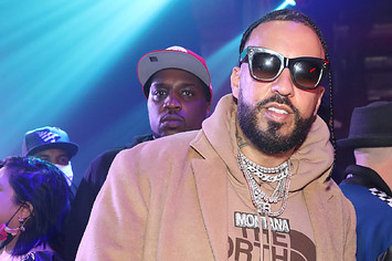 French Montana (L) and Funkmaster Flex attend The Big Game Bash