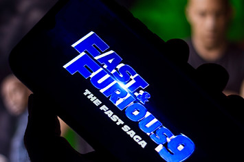Photo illustration of the Fast and Furious 9 (F9: The Fast Saga) movie logo.