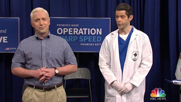 'SNL' pokes fun at vice president Mike Pence taking the vaccine during a live television event.