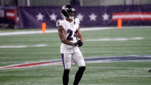 Ravens cornerback Marcus Peters can be seen spitting in the direction of Browns wide receiver Jarvis Landry in a clip from 'Monday Night Football.'  