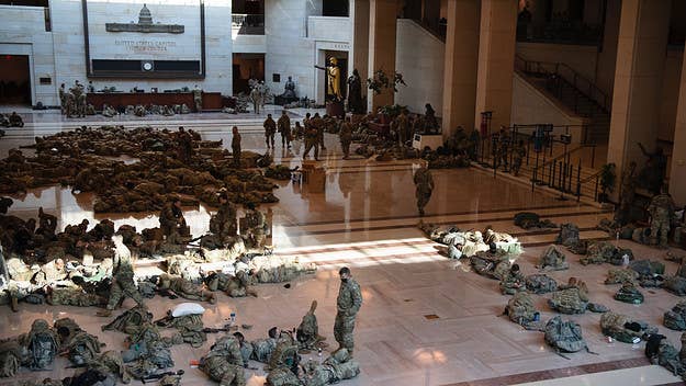 Stunning photos show National Guard members sleeping on the marble floors of the Capitol building. They are there in advance of Joe Biden’s inauguration.