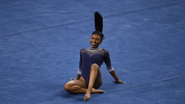 UCLA gymnast Nia Dennis went viral with an impressive routine that included songs from Kendrick Lamar,2Pac and Soulja Boy. Take a look at the video.