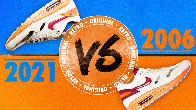 With Clot's coveted "Kiss of Death' Nike Air Max 1 sneaker collaboration receiving a reissue soon, here's a breakdown between the 2006 and 2021 retro pair. 