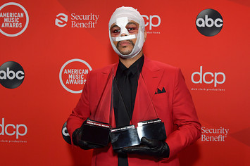 In this image released on November 22, The Weeknd poses with the awards