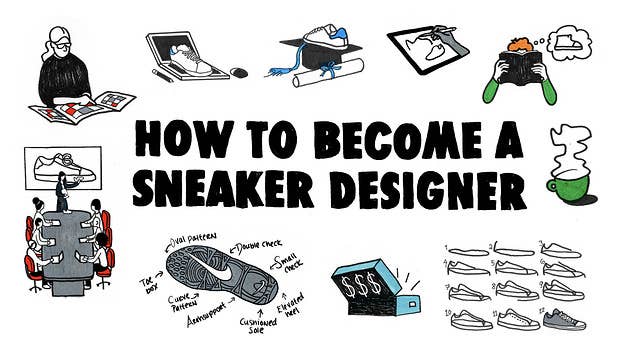 Sneaker design veterans Wilson Smith, D'Wayne Edwards, and more on the best steps to becoming a sneaker designer, including schooling, internships, drawing.