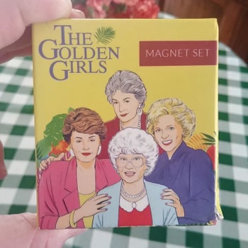 the box of magnets featuring the golden girls 