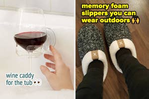 wine caddy and slippers 