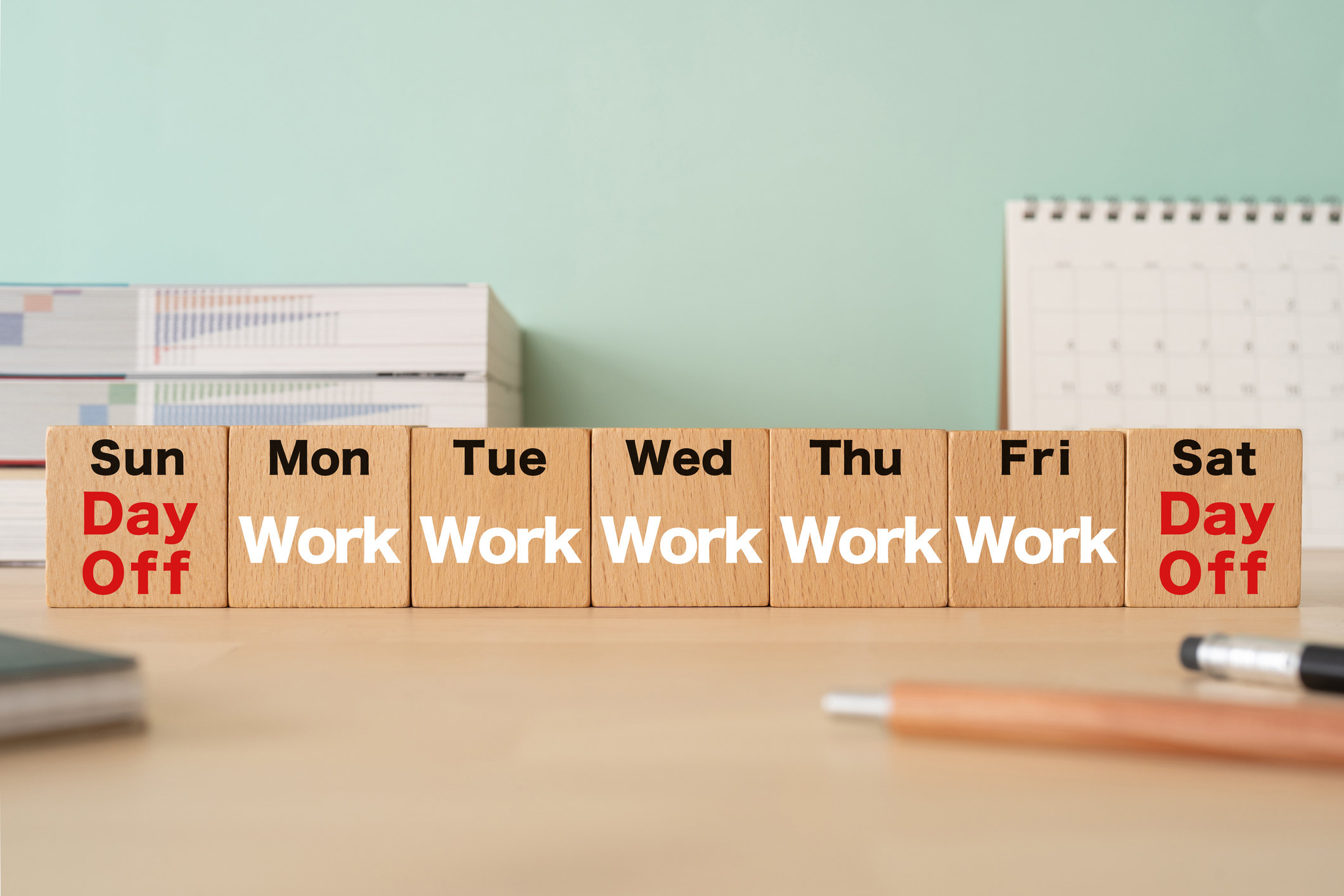 a day-of-the-week block calendar
