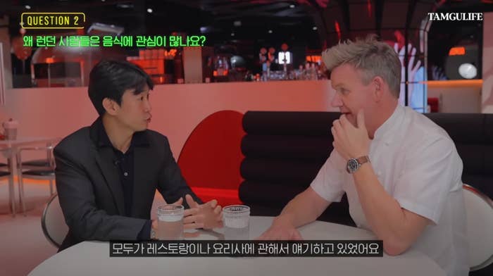 screencap of interview with Cho Seung-yeon and Gordon Ramsay