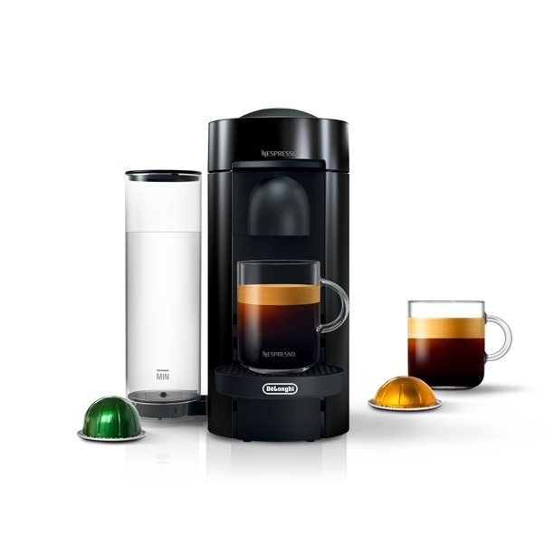 photo of the coffee + espresso machine with fresh brew