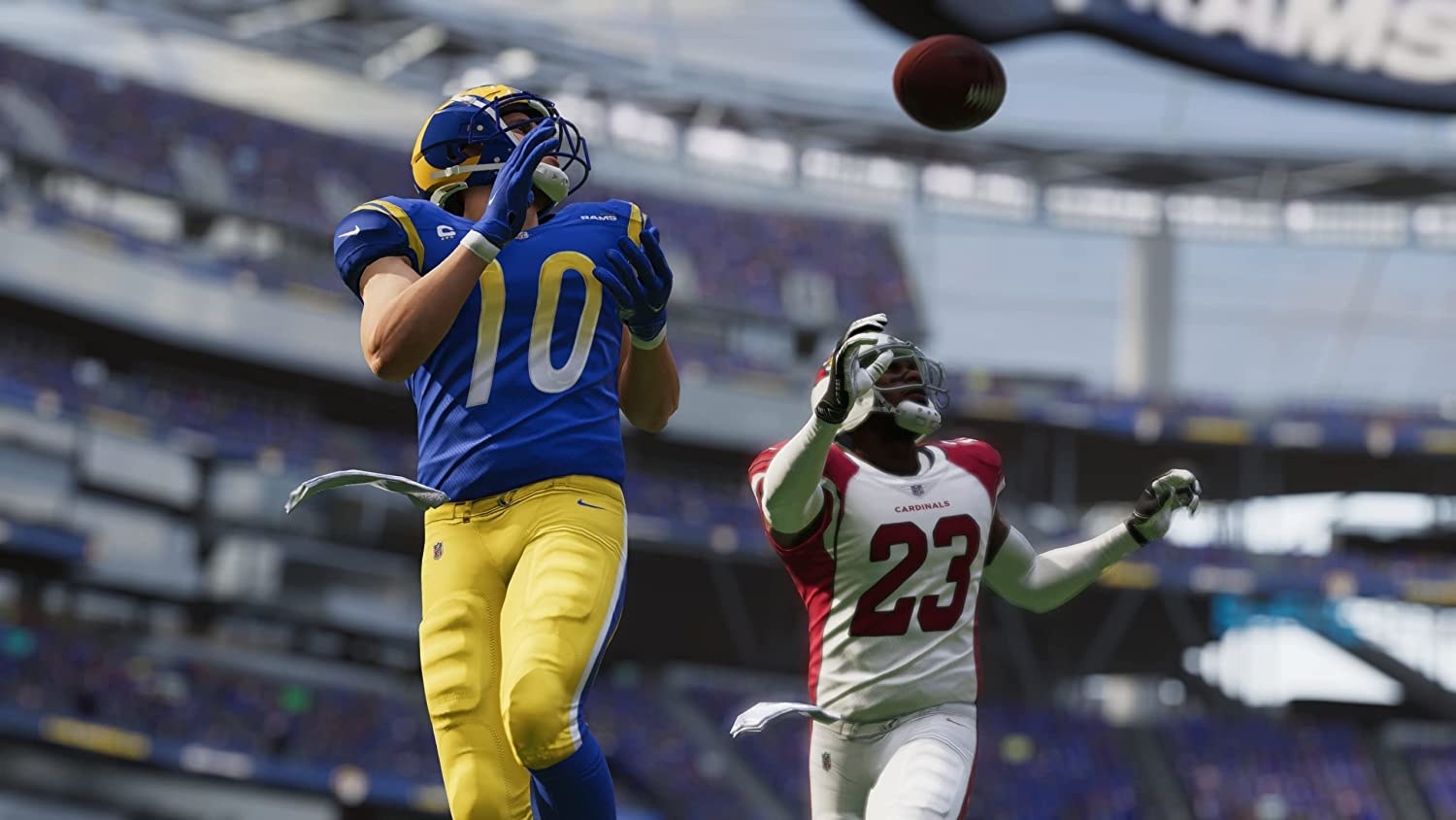 a screenshot of a football game in action