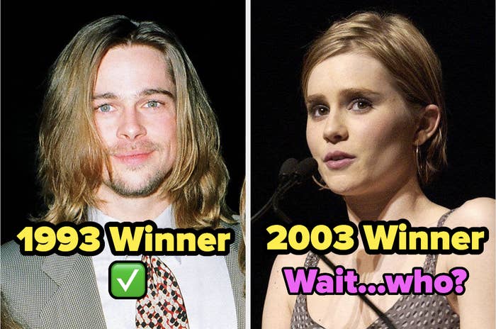 Brad Pitt is the 1993 winner and the 2003 winner is a not-famous woman