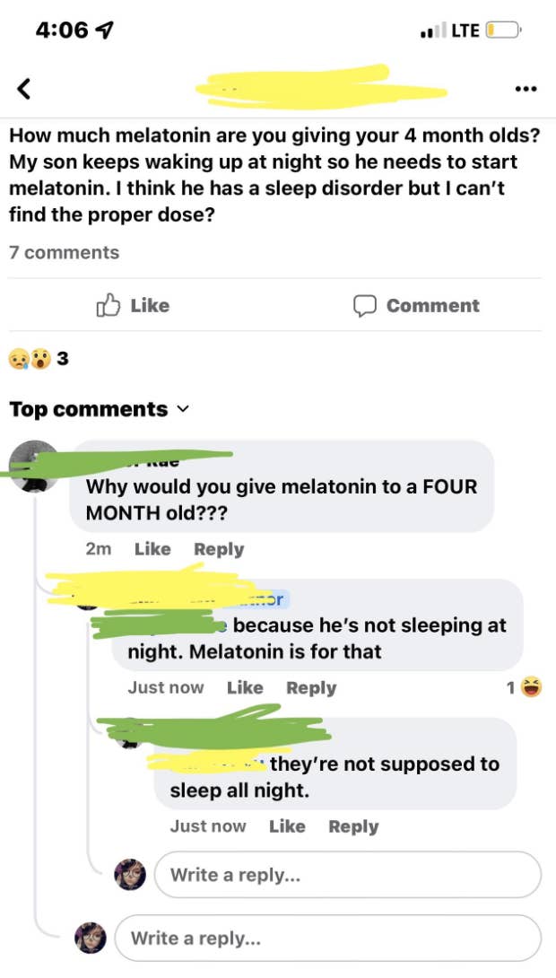 mom asking how much melatonin to give a 4 month old baby