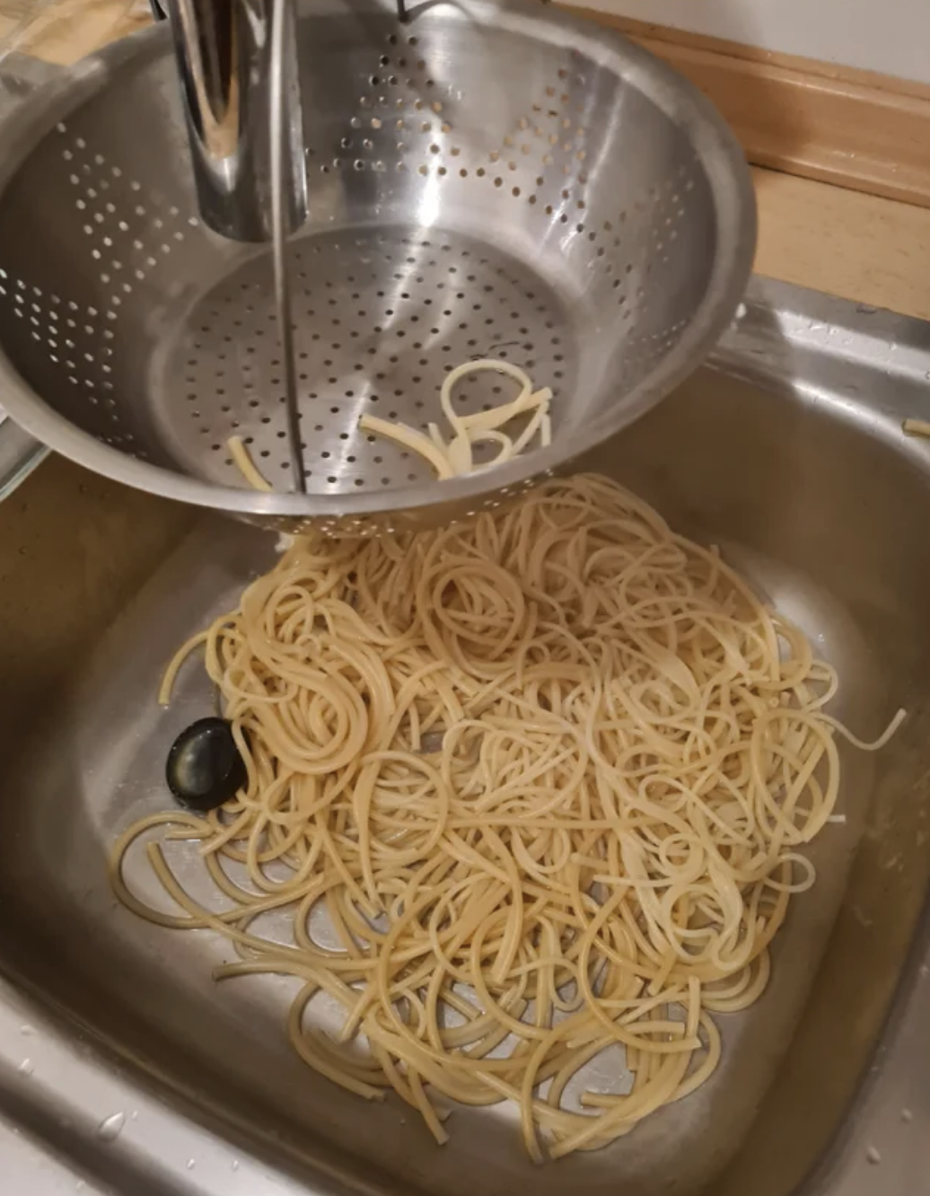Noodles in the sink