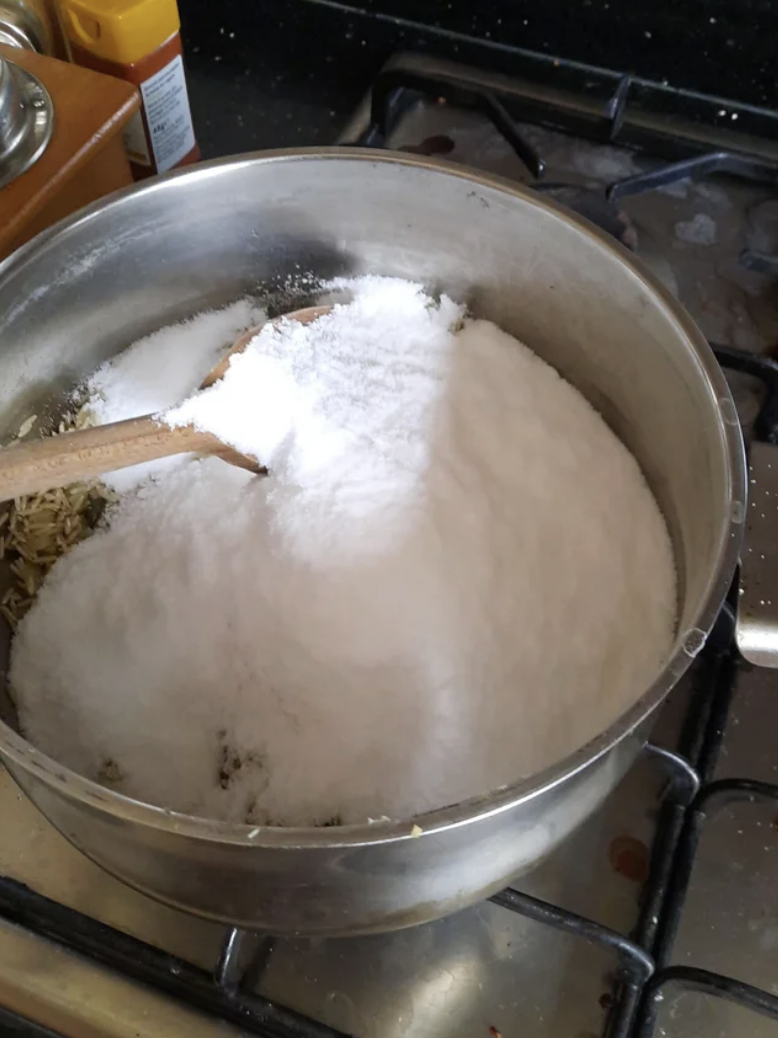 Salt covering a dish