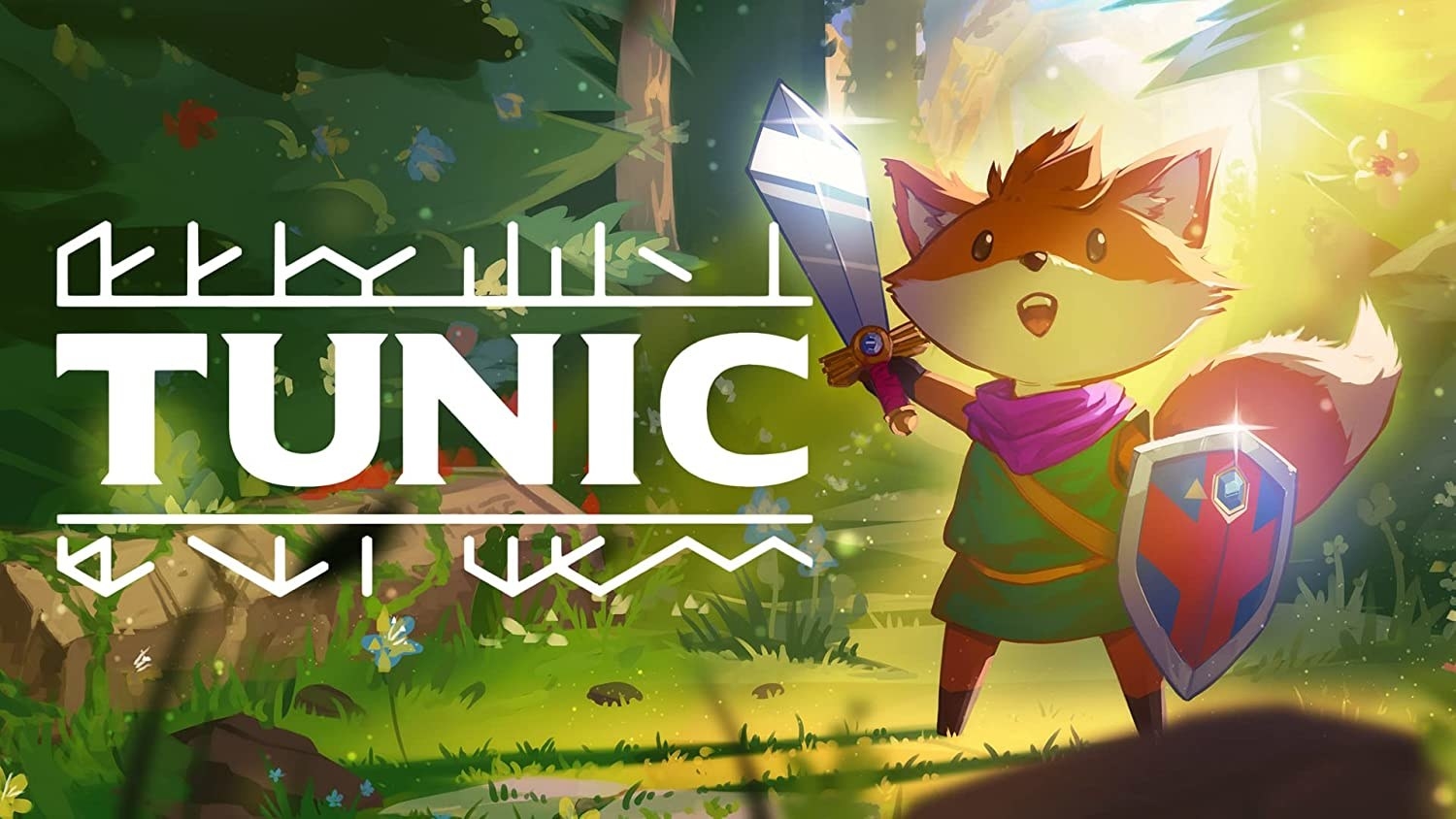 the game poster for Tunic featuring a fox character