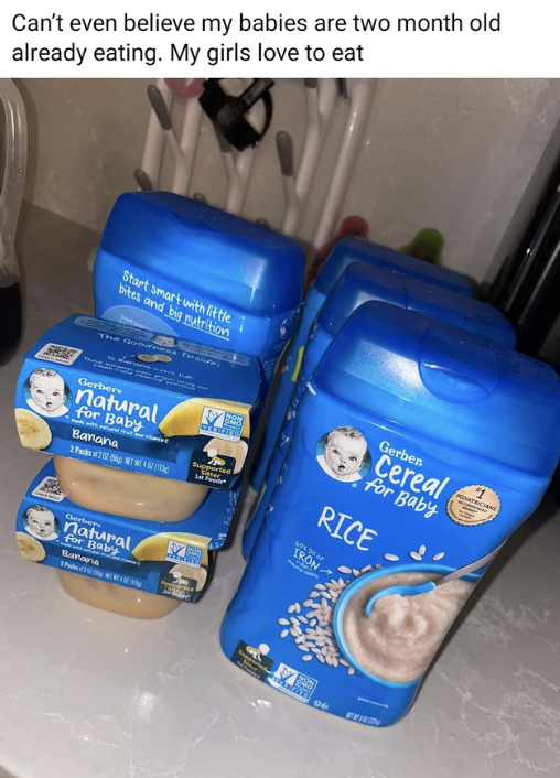 mom postinga photo of the baby food her 2 month old is already eating