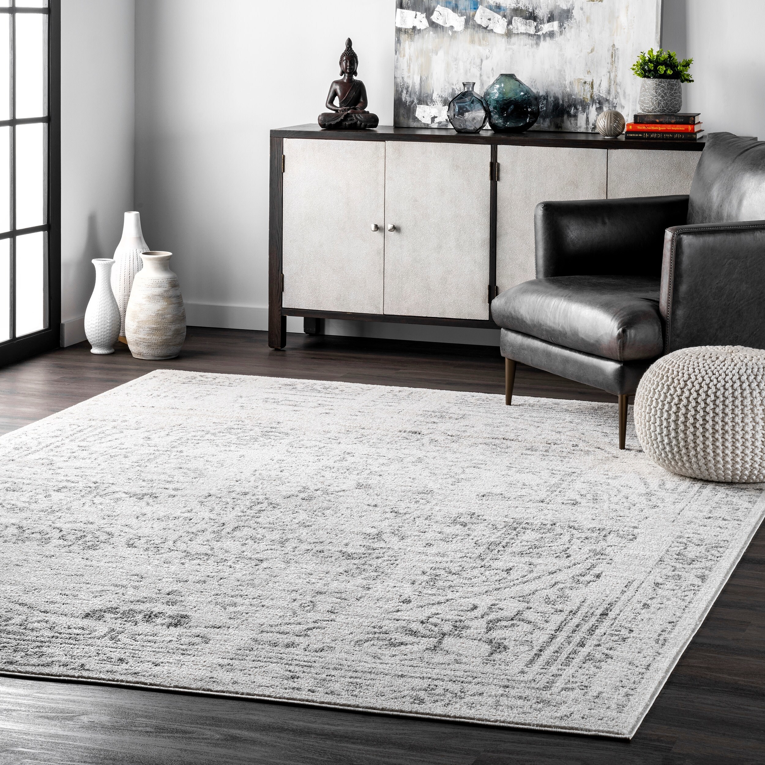the area rug in a living room