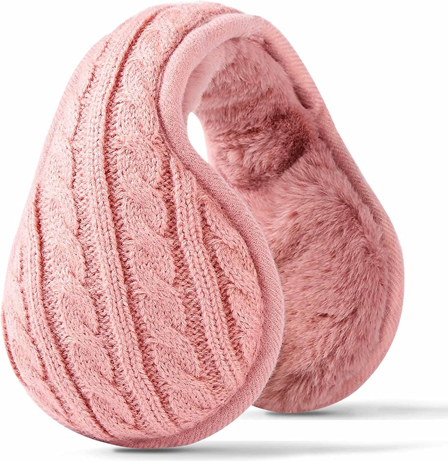 pink cable knit ear muffs