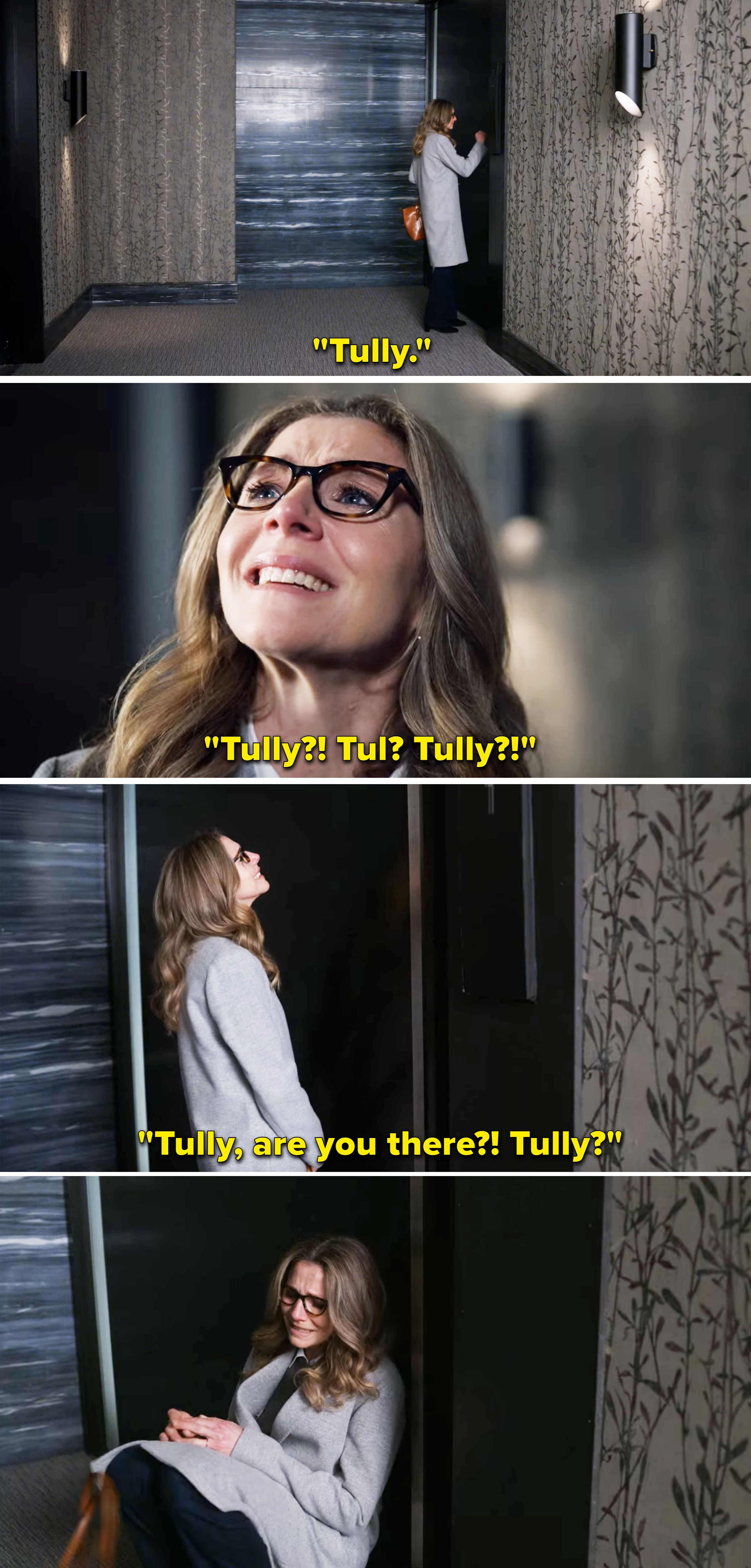 Kate knocking on Tully&#x27;s door and then sitting down outside her door and starting to cry as she gets no answer