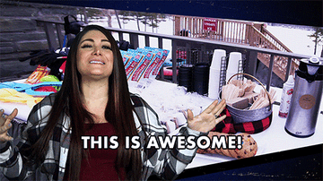 a gif of Dina from Jersey Shore saying &quot;this is awesome&quot;