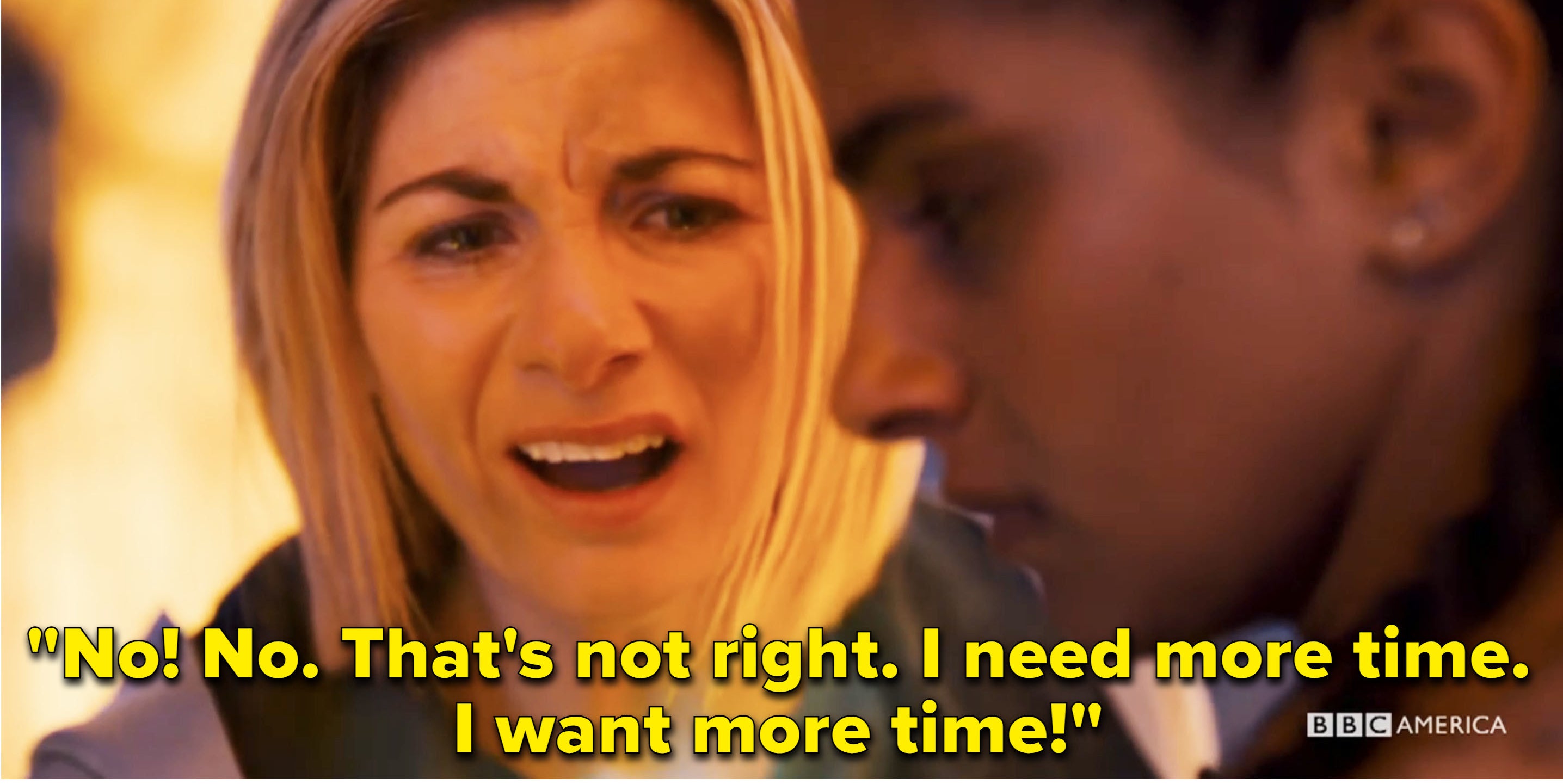 The Thirteenth Doctor being told to look at her arm, and then responding that that&#x27;s not right and she needs more time