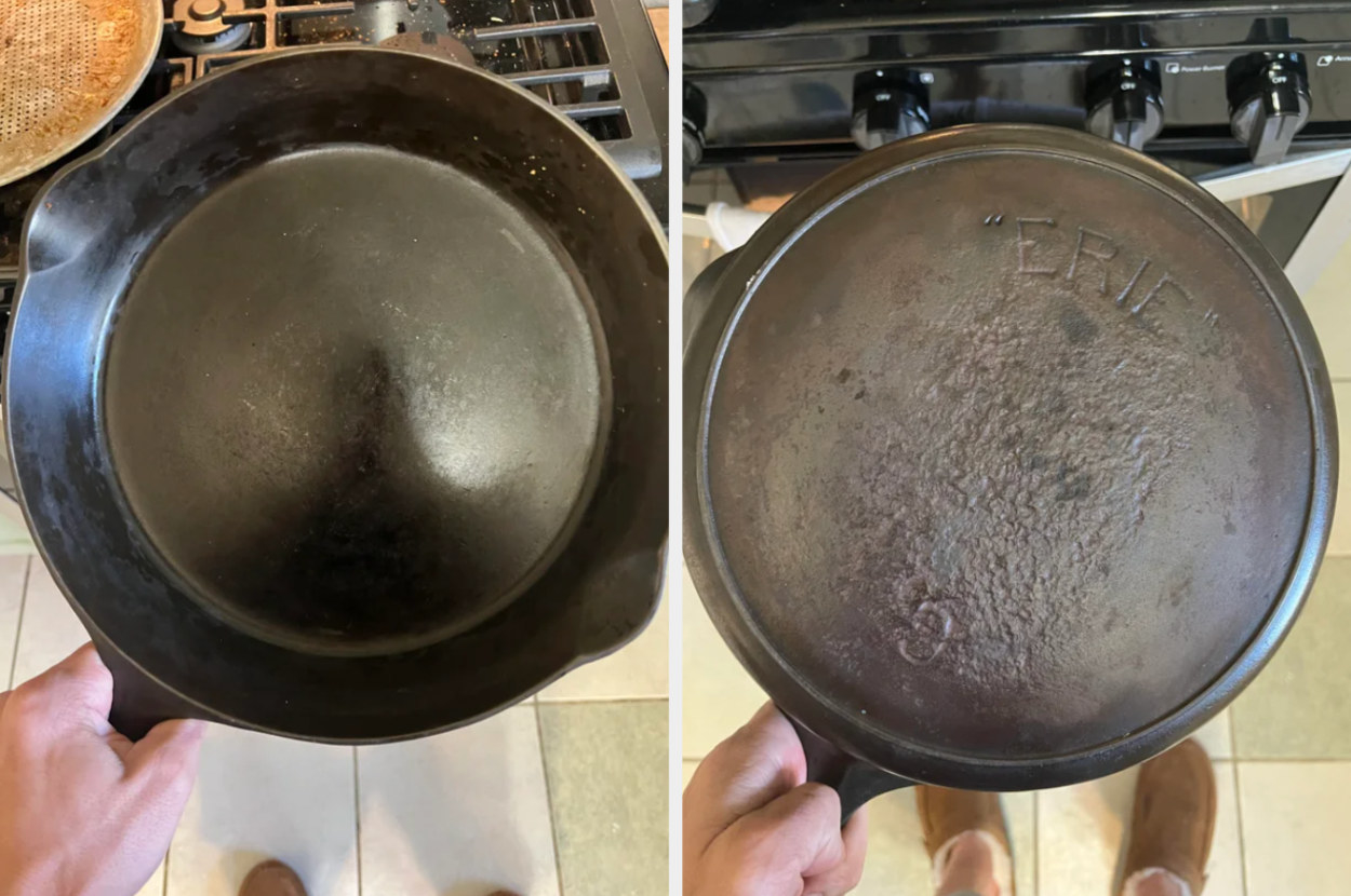 Person holding a frying pan