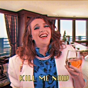 A woman laughing with text under her that says &quot;kill me now&quot;