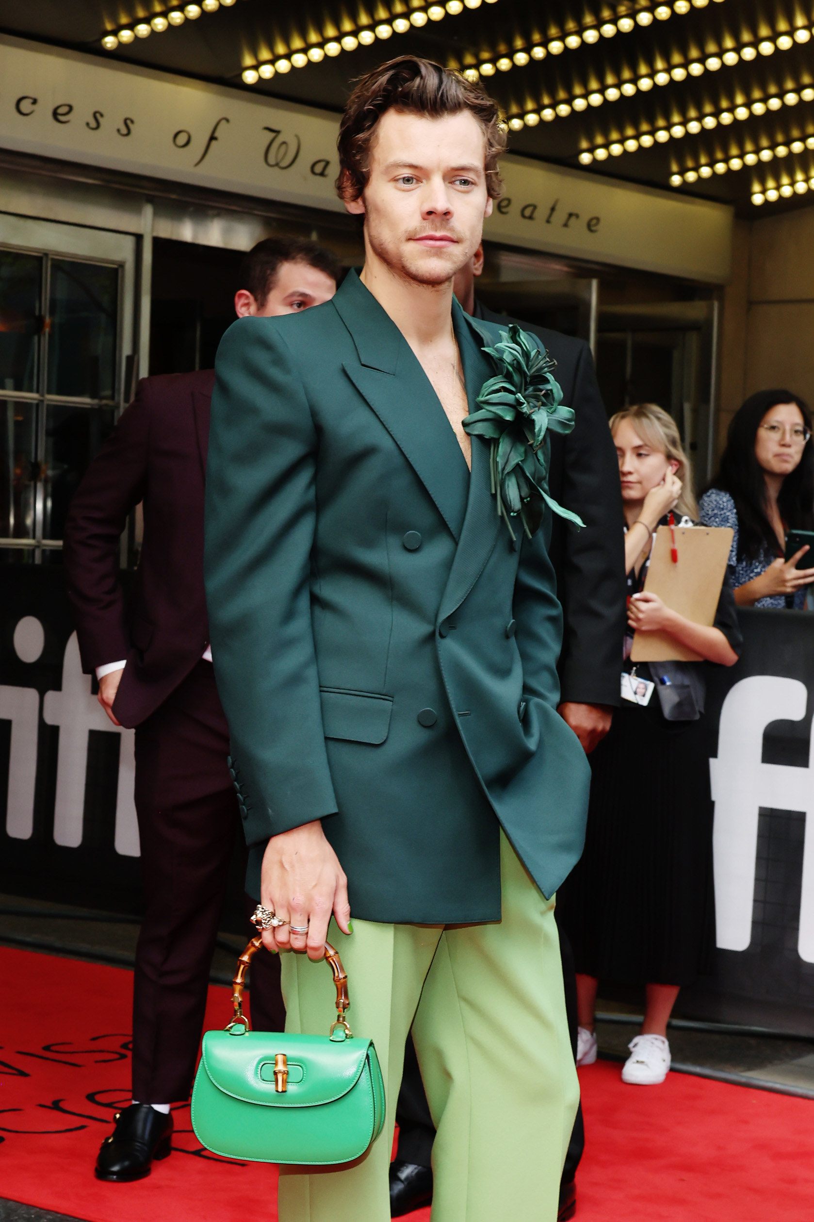 harry styles green suit