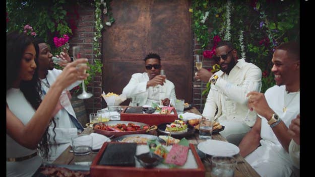 Nas is joined by LeBron James, Russell Westbrook, Swizz Beatz, Hit-Boy, and more in the lavish new visuals for his song "Brunch on Sundays" featuring Blxst.