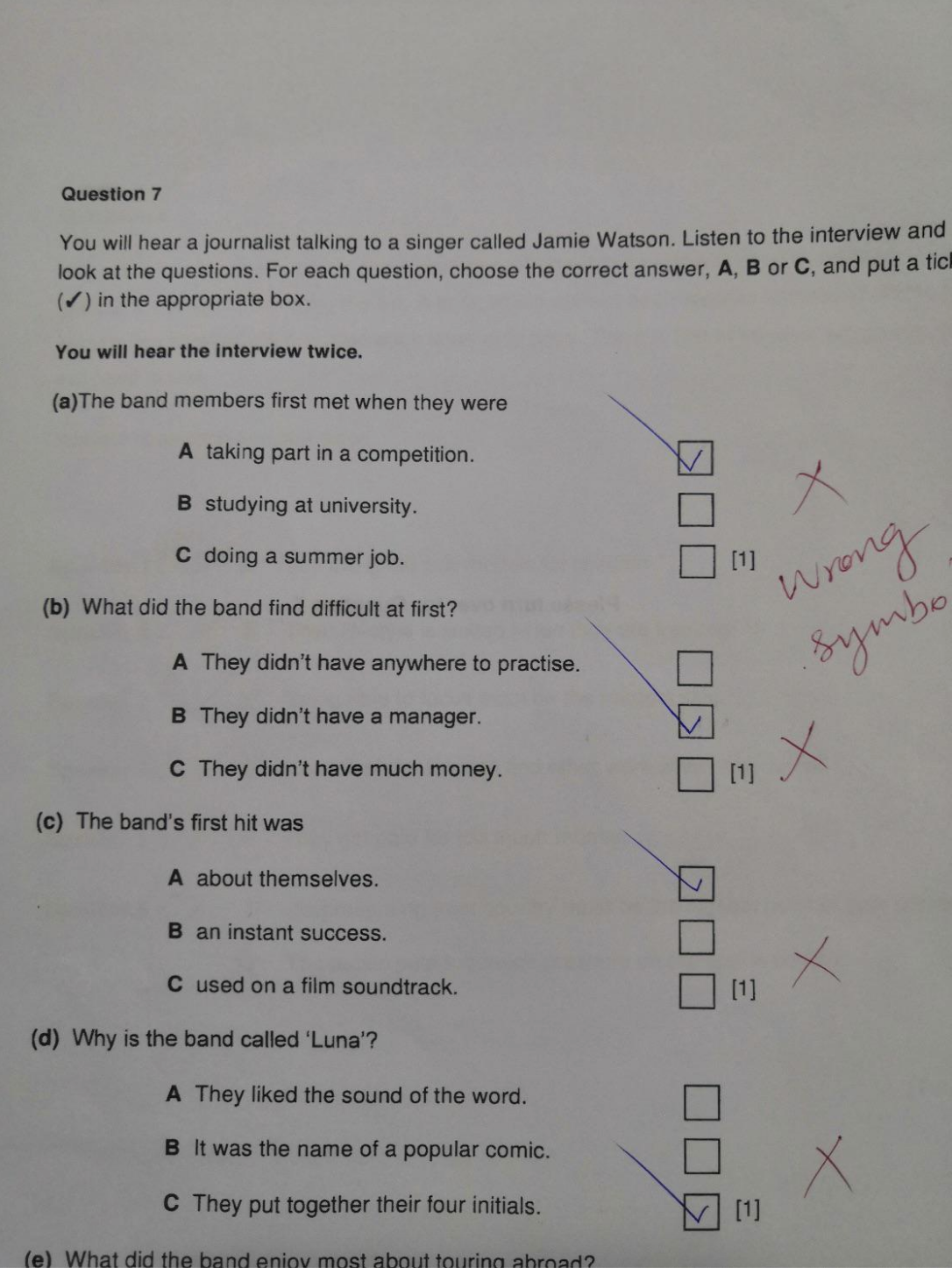 Teacher says it&#x27;s the &quot;wrong symbol&quot; and marks those responses with an x