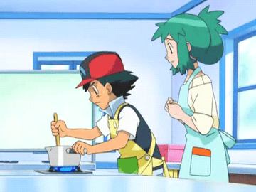 a gif of ash ketchup stirring a pot on a stove