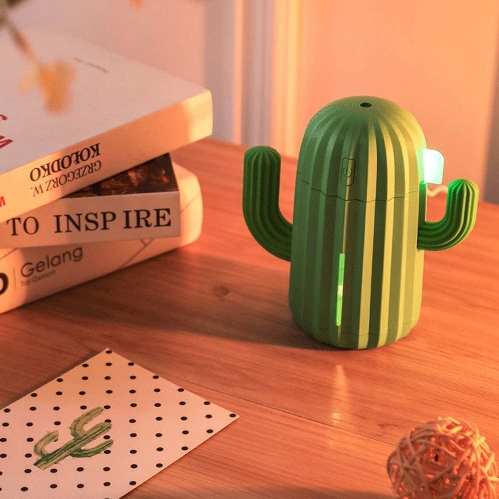 a cactus shaped humidifier on a tabletop
