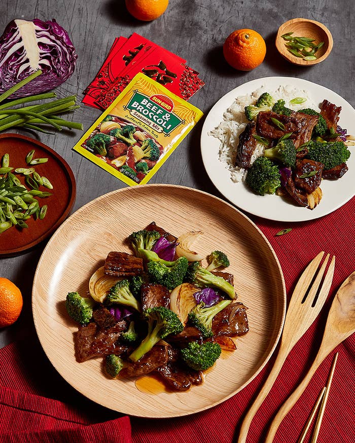 A close-up of the Beef and Broccoli dish