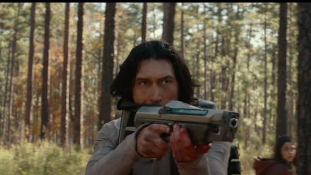The action-packed thriller, which was directed and written by 'A Quiet Place' writers, shows Adam Driver fighting dinosaurs after crash-landing on Earth.