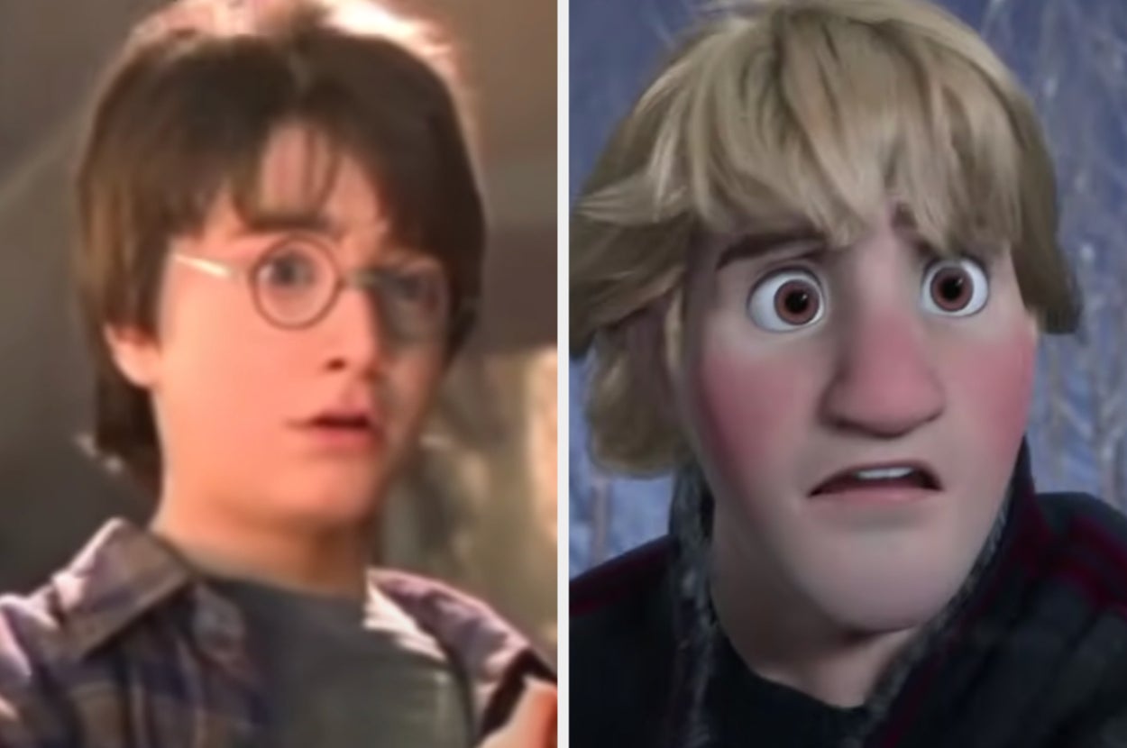 Daniel Radcliffe appears as Harry Potter in a plaid shirt. A character from "Frozen" wears a dark jacket.