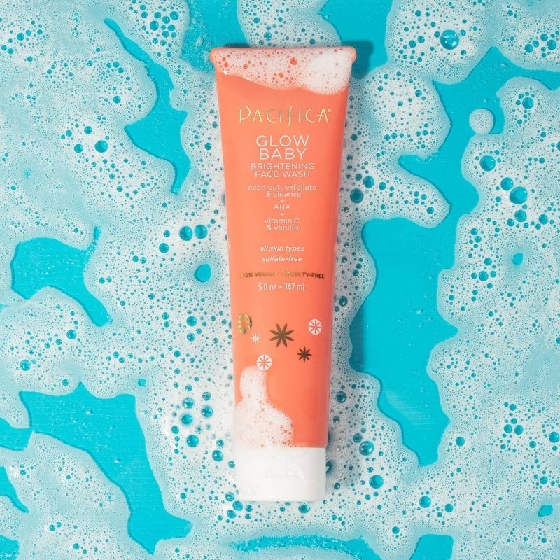A tube if face wash with suds