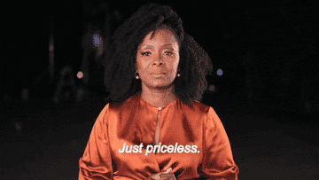Woman saying &quot;Just priceless&quot;