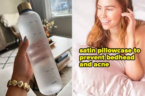 water bottle and satin pillowcase 
