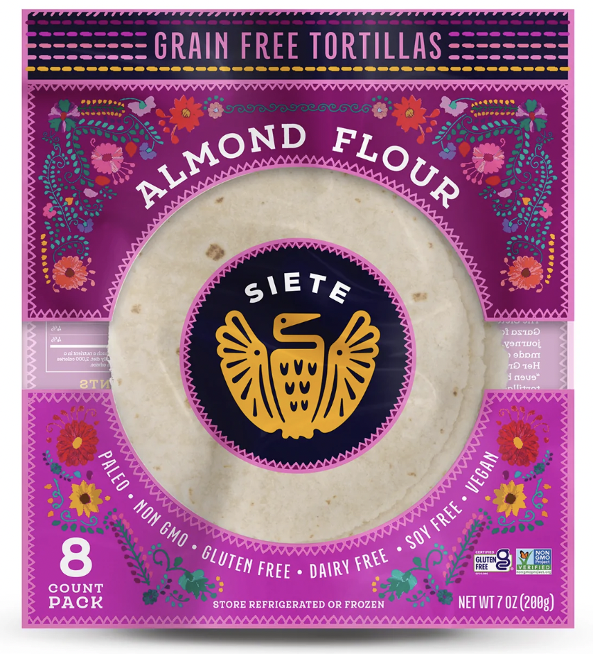 pink bag of grain free tortillas