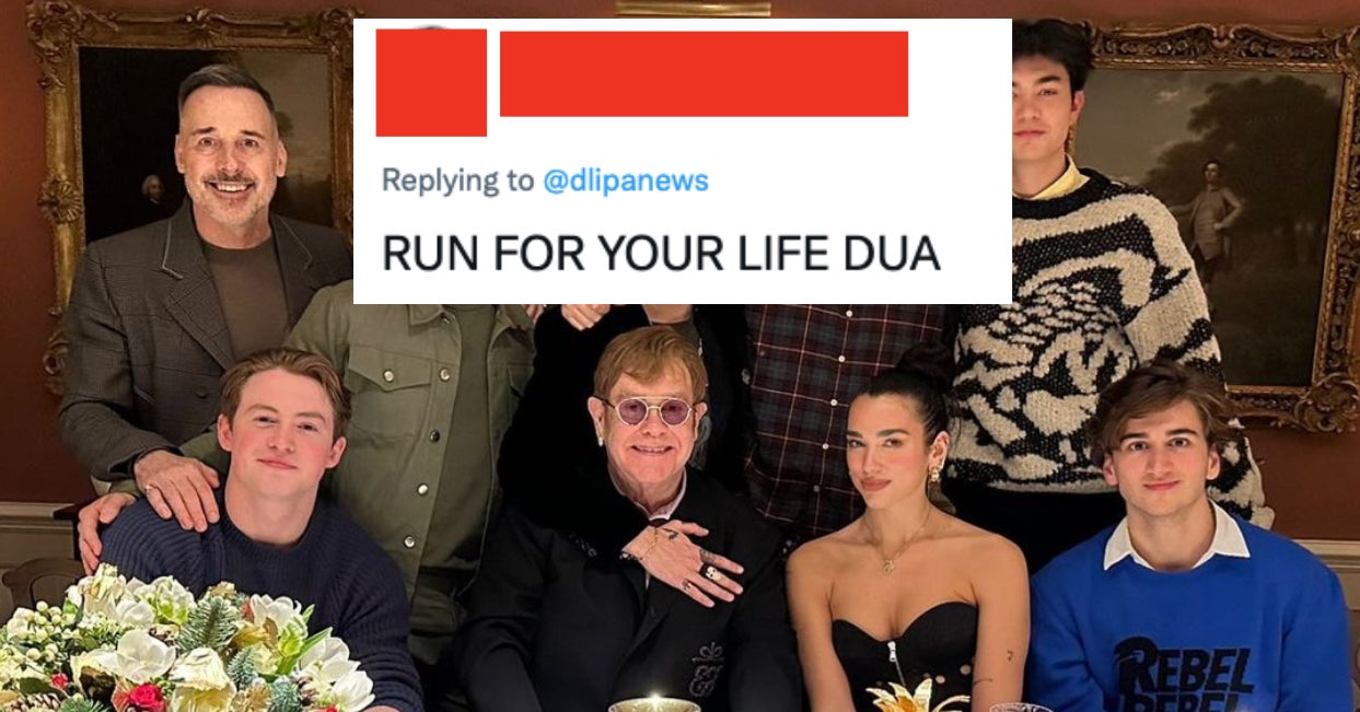 Everyone Is Worried About Dua Lipa After Elton John Posted A Picture With Her And A Group Of Extremely Powerful Gays