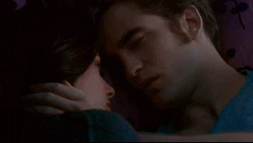 Kristen Stewart and Robert Pattinson about to kiss in &quot;Twilight&quot;