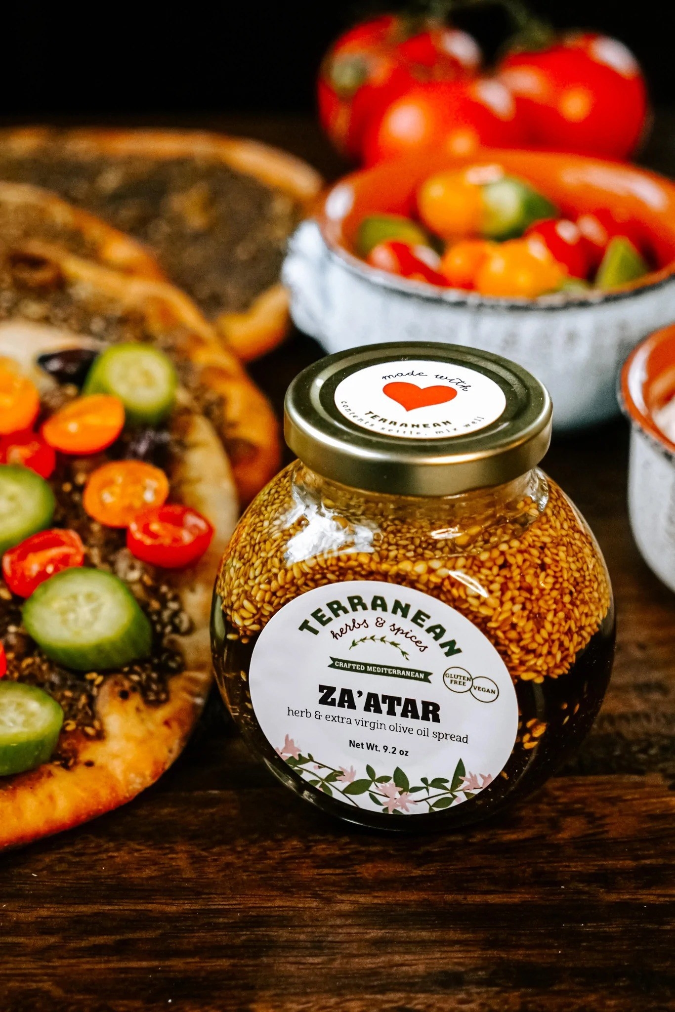 a jar of Terranean Herbs and Spices za&#x27;atar herbs and spice spread