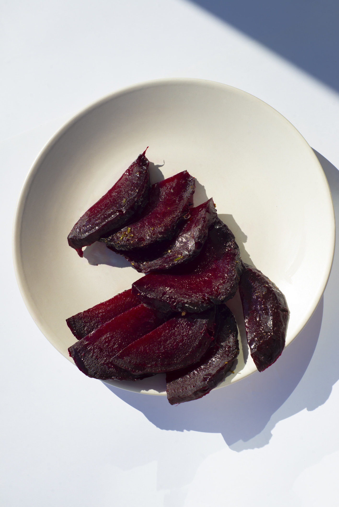 Beet slices on a plate.