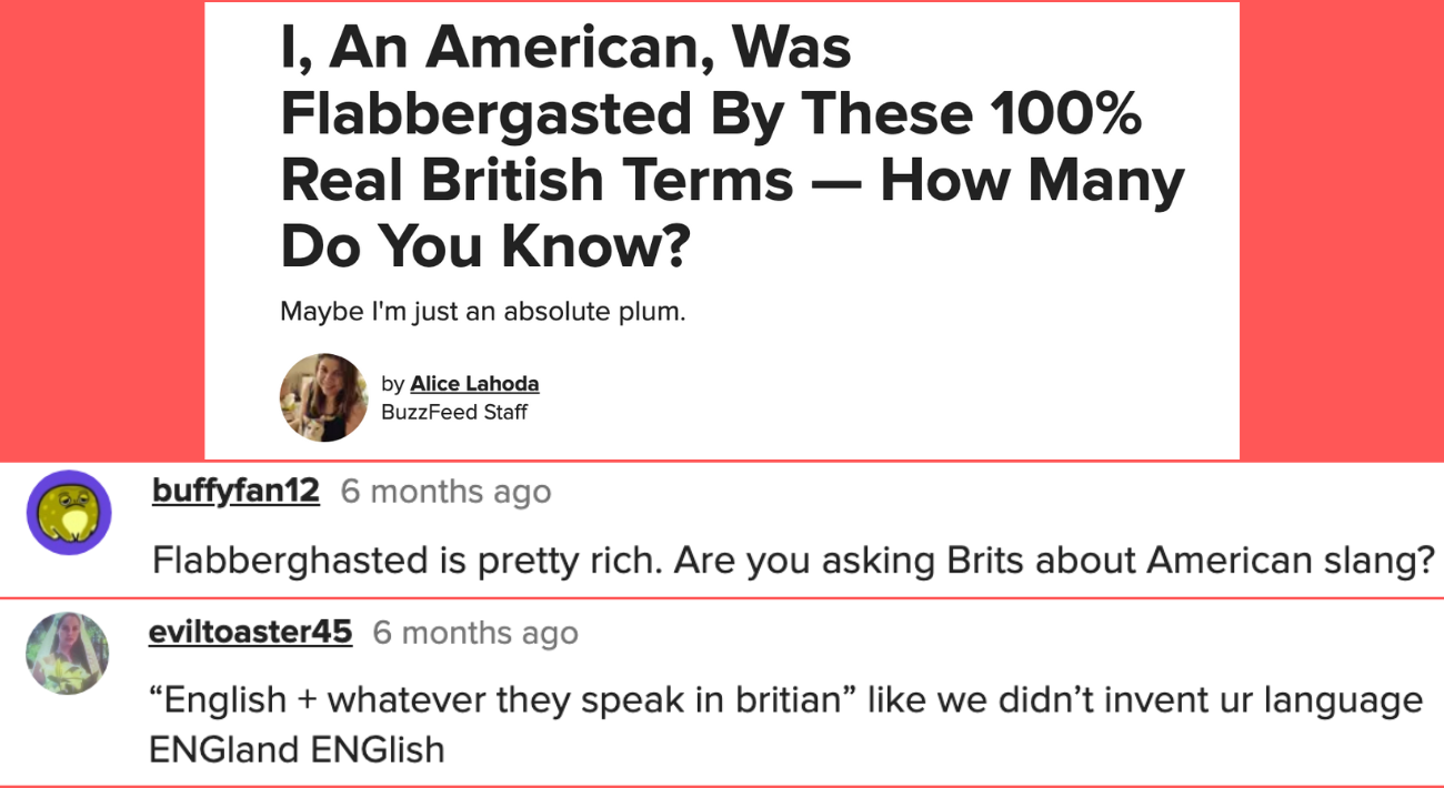 标题“我,一个美国人,被这100%真正的英国术语目瞪口呆——有多少你知道吗?“